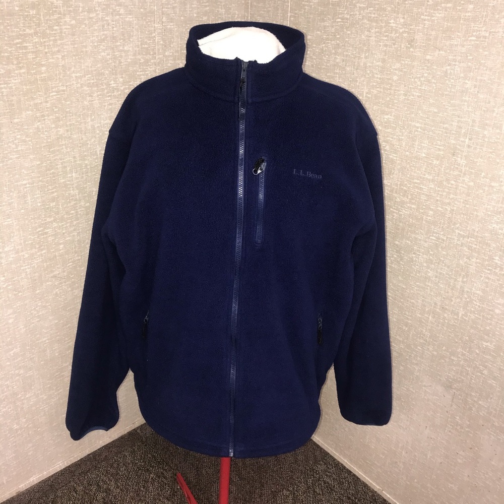 L.L.Bean Men Blue Fleece Coat Jacket size XL TALL USA - Picture 2 of 7